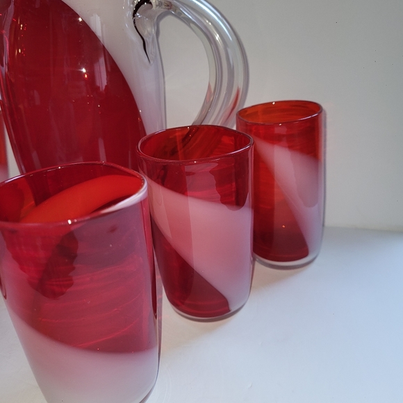 Vintage Fukuoka Japan  Multi-Glass Co. Pitcher and 6 glasses - Picture 3 of 14